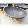 Oval honed natural black lava stone vessel sink